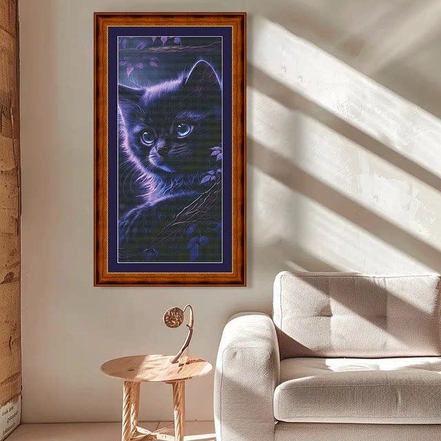 Cross stitch 2026 ແບບໃຫມ່ຂອງຫ້ອງດໍາລົງຊີວິດຫ້ອງນອນ cat ຊຸດທາງເຂົ້າແນວຕັ້ງ