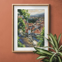 (ZZ3659-beautiful view of the far side) Cross embroidered 2023 new small living room minimalist view bedroom picnic