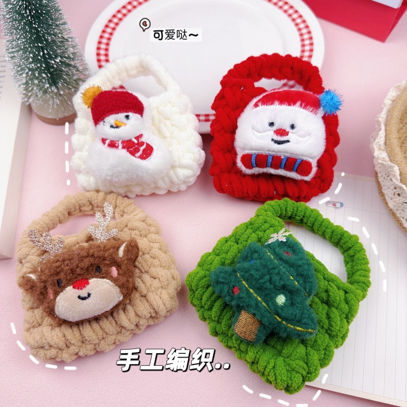 圣诞节毛绒零钱包可爱卡通圣诞老人耳机包学生文具收纳包小礼品 - 图0