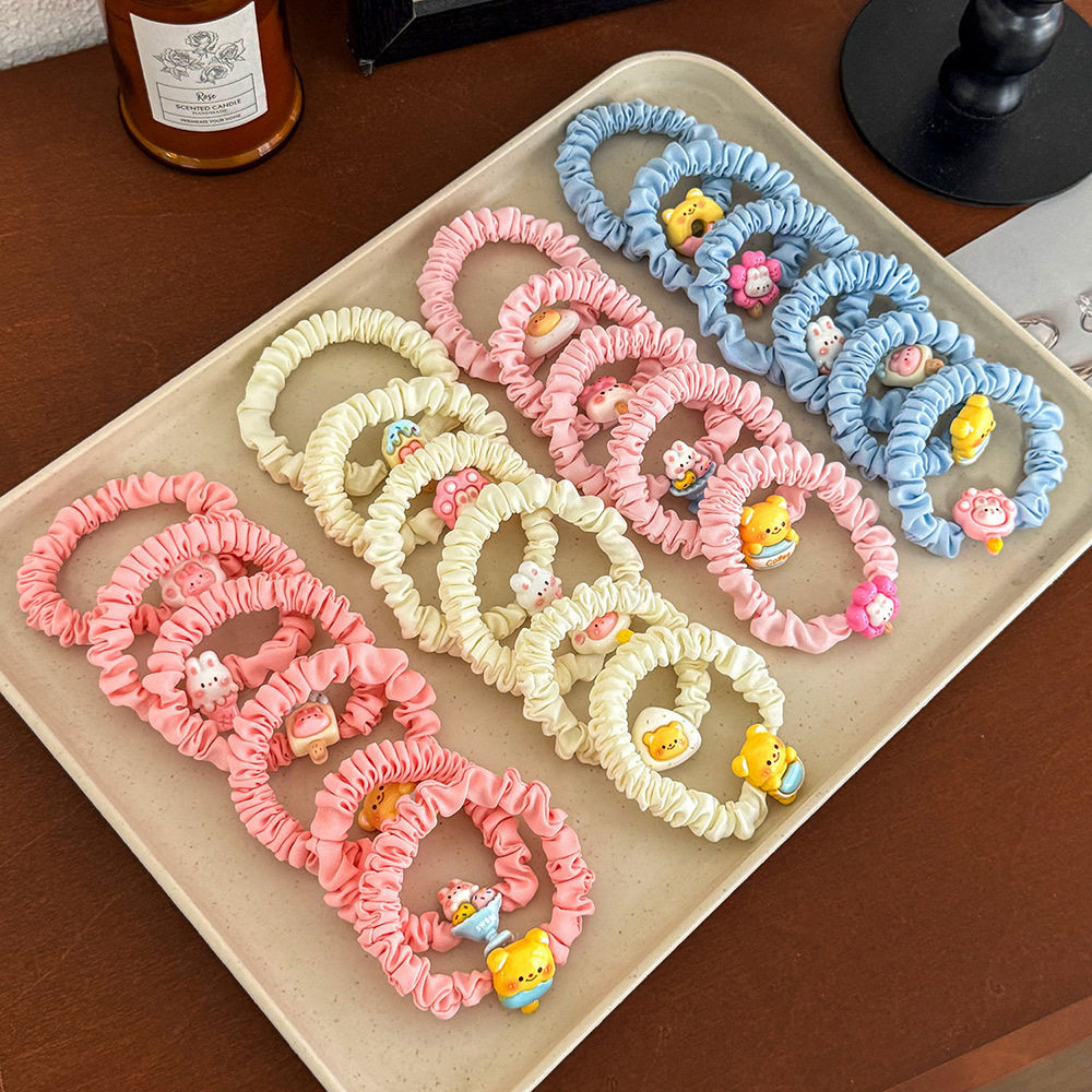 Cute rabbit hair tie ins resin hair rope cute fabric art