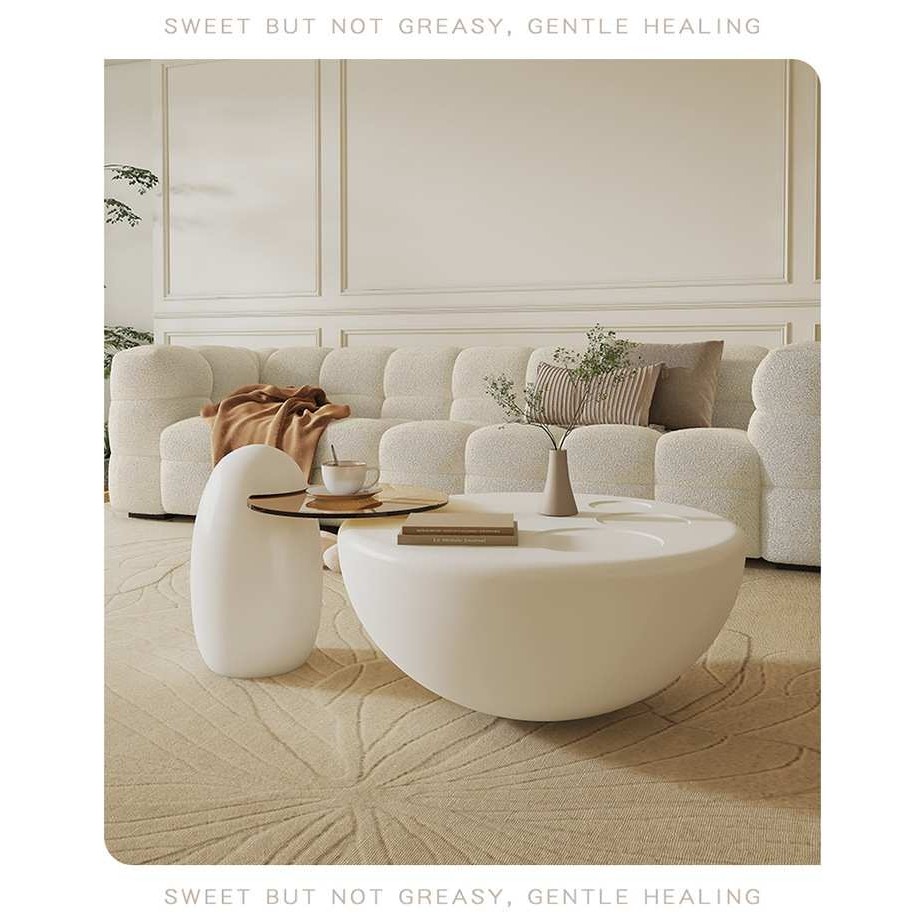 奶油风圆形猫爪茶几客厅家用2023新款现代简约小户型创意玻璃边几,淘宝优惠券,粉丝福利购,淘宝优惠卷