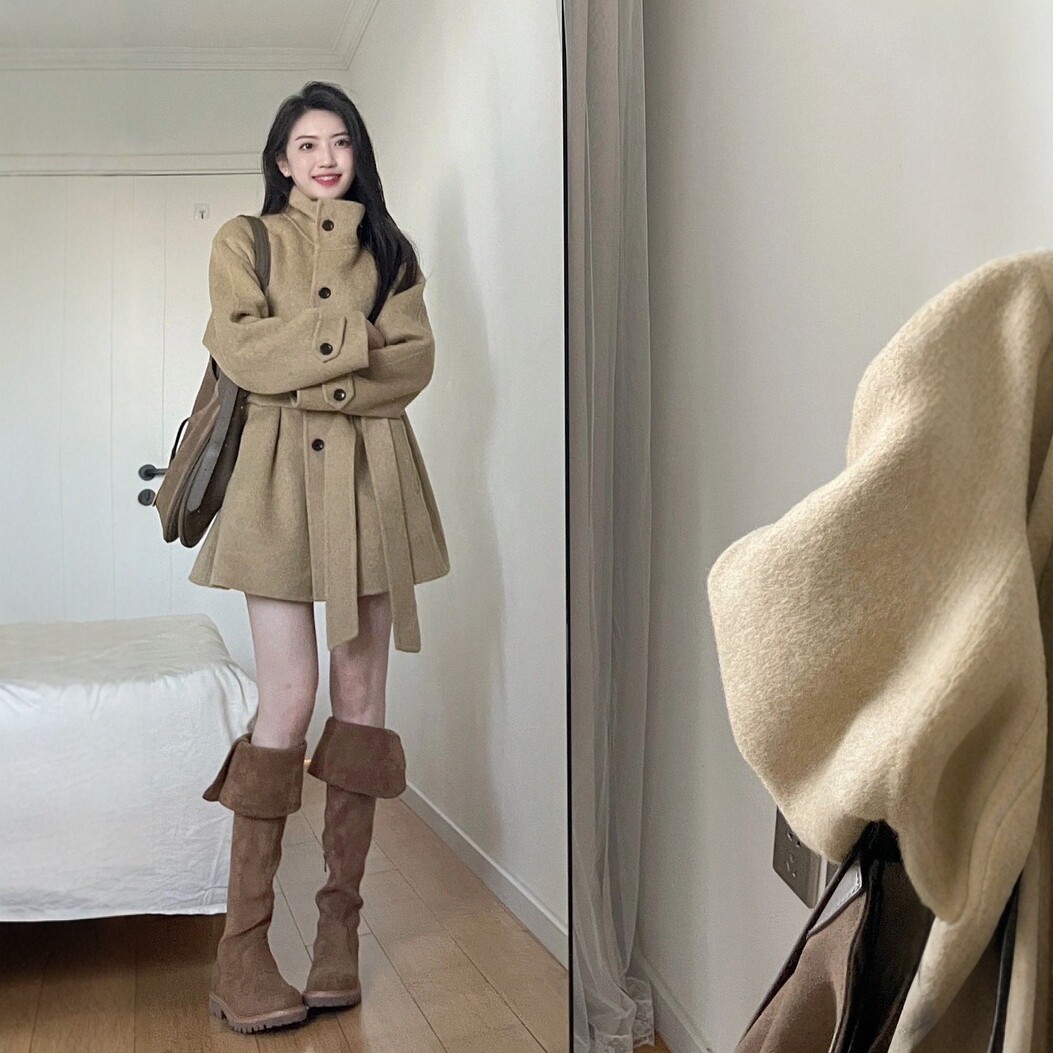 毛呢外套女秋冬韩版中长款气质显瘦高级感轻奢名媛小个子呢子大衣