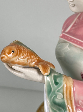 美陶陶瓷中式客厅装饰品创意渔女