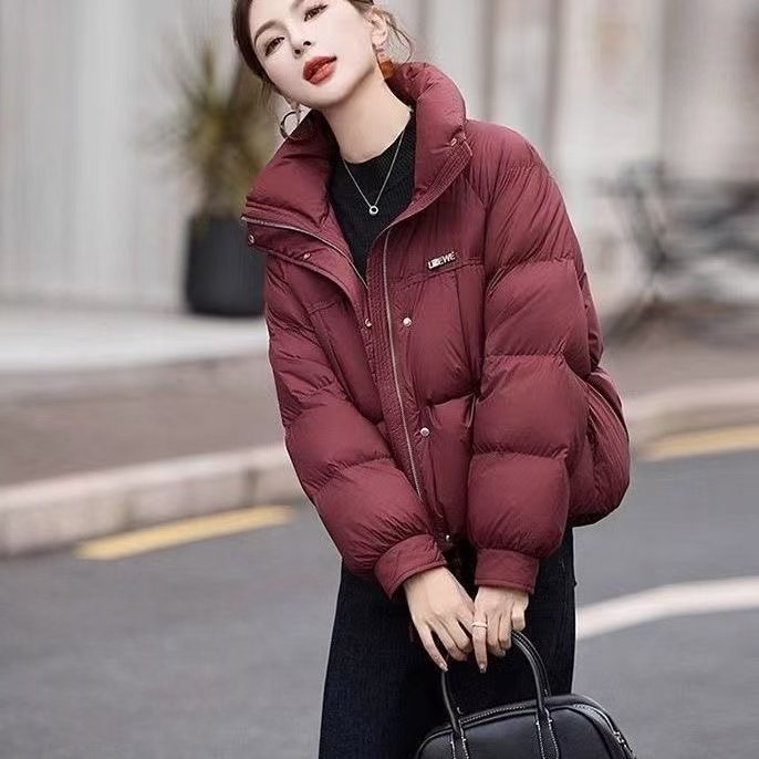 安哥拉红棉服女短款冬季2025新款小个子时尚立领加厚保暖棉衣外套,淘宝优惠券,粉丝福利购,淘宝优惠卷