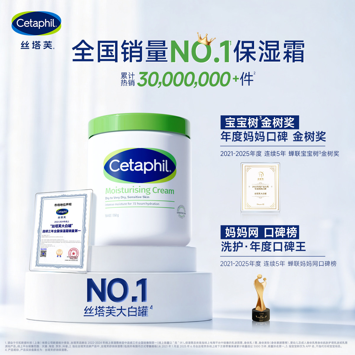 【不含烟酰胺】丝塔芙cetaphil大白罐保湿霜面霜身体乳霜温和水润
