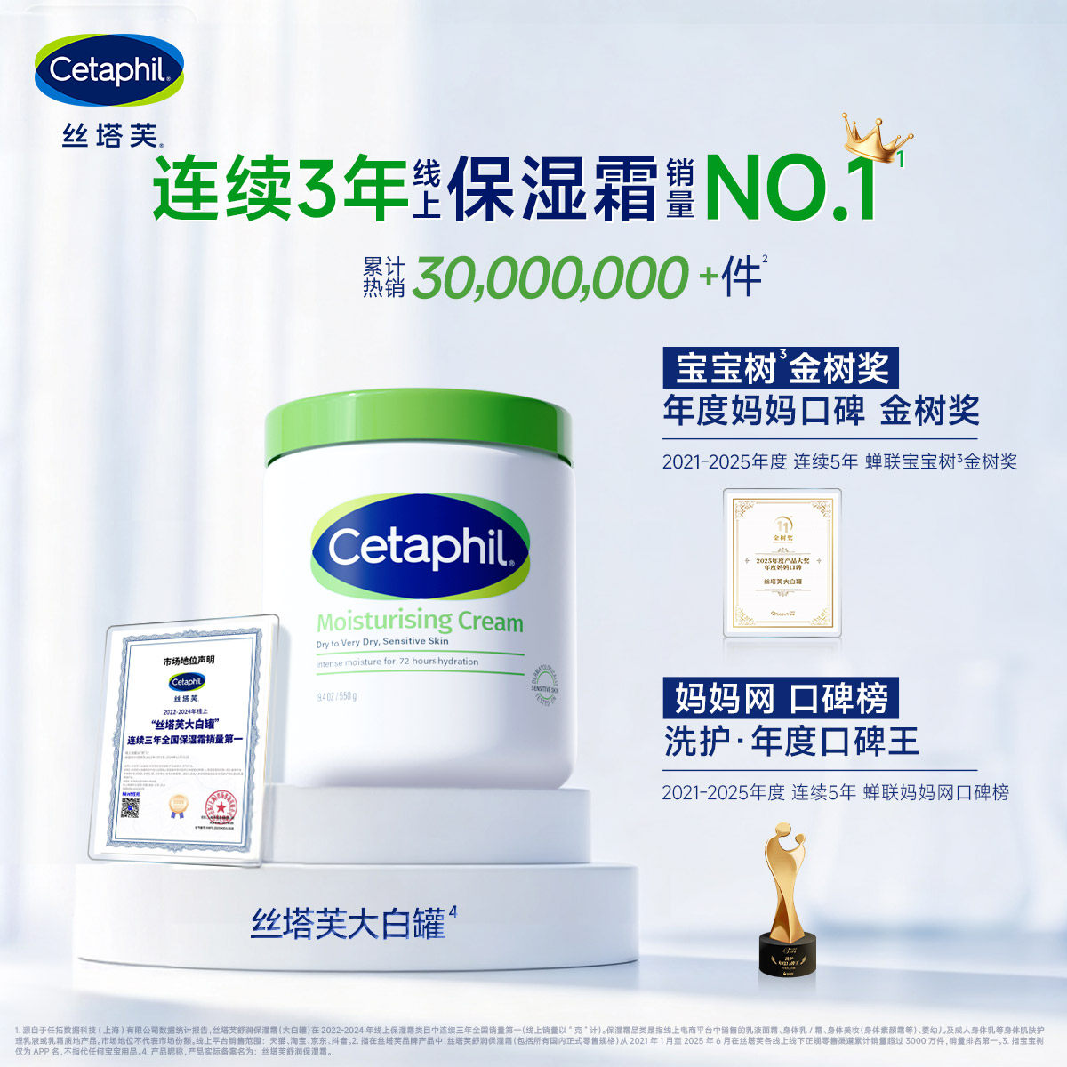 丝塔芙大白罐保湿霜敏感肌温和宝宝树获奖身体乳霜不含烟酰胺