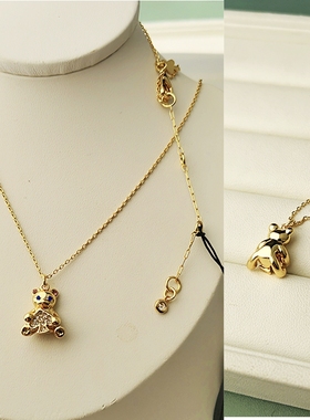 欧美余量小熊吊坠项链耳钉手链三件套可爱甜美气质套装女