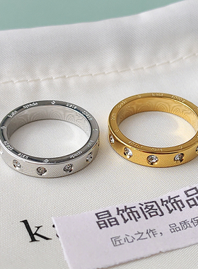 欧美带吊牌不退色 K家镀白金简约素圈时尚个性小众男女情侣戒指