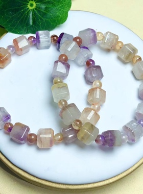 水晶天然极光方糖手串
