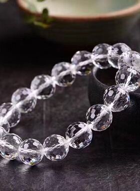 正品天然刻面黄白水晶手链情侣