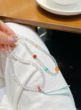 天然白水晶多圈手链女小众设计感三圈盐源莲花手串多宝手链