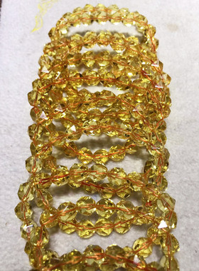 纯手工打磨天然巴西黄水晶手链钻石切割面男女款情侣手串饰品礼物