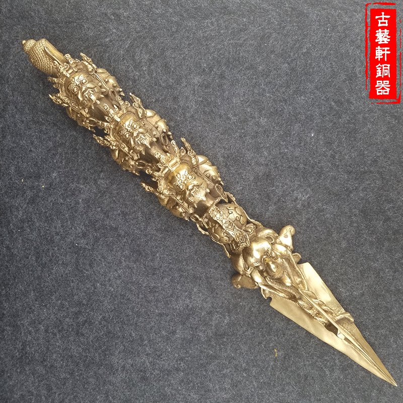唯美纯铜法器金刚杵带底座大号降魔杵金刚撅秽迹金刚杵普巴杵佛具_虎窝淘