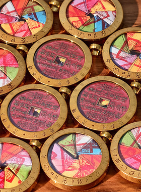 道系文创山鬼花钱钛钢招财吊坠