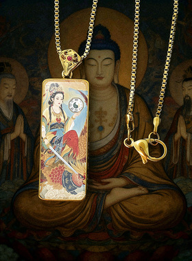 龙虎山手绘描金赵公明张天师吊坠