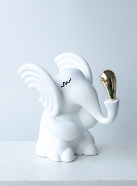 现代艺术创意卡通大象动物公仔摆件家居儿童房酒店样板间装饰品