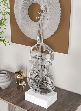 创意轻奢艺术高级小提琴客厅落地玄关家居装饰品摆件