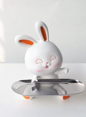 轻奢客厅入户玄关家居饰品树脂装饰小公仔可爱钥匙糖果收纳托盘