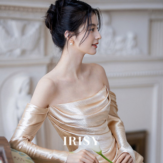 French high-end engagement dress bride's toast dress