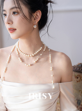 珍珠长链配饰女多层叠戴锁骨链
