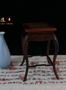明式小花奇石微型盆景几架红酸枝