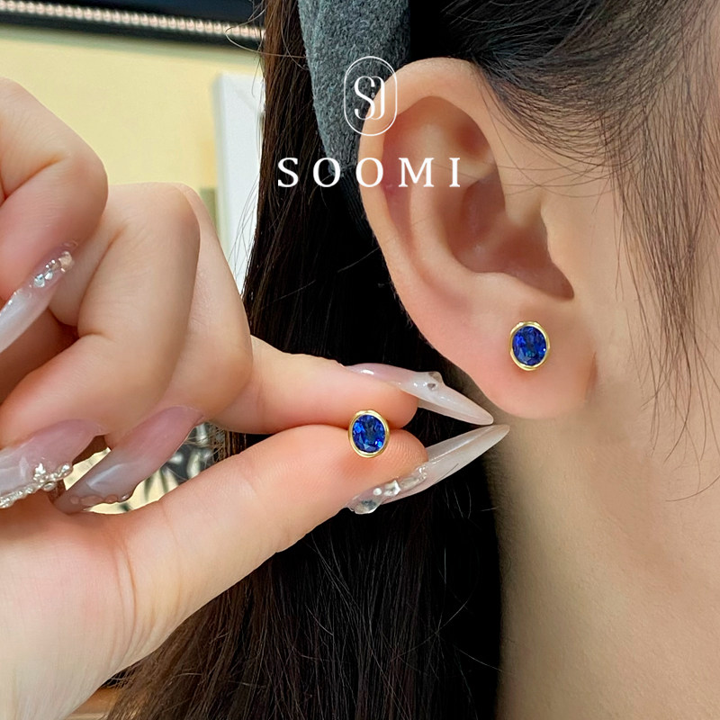 【SOOMI红颜】925银1克拉培育鸽血红宝石耳钉简约复古耳环设计女,淘宝优惠券,粉丝福利购,淘宝优惠卷