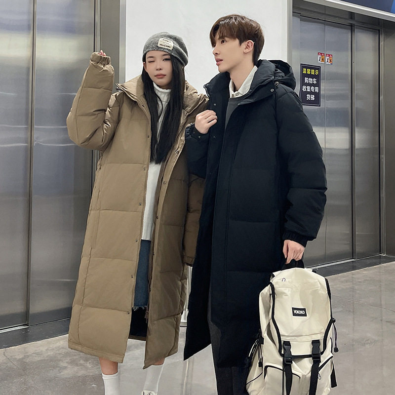 跨境批秋冬新品情侣同款长款过膝羽绒服男中戏女宽松休闲保暖外套,淘宝优惠券,粉丝福利购,淘宝优惠卷