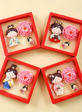 唐仕女牡丹冰箱贴洛阳文创纪念品