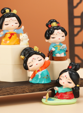 唐仕女养生盲盒摆件陕西文创礼物