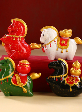 洛阳唐三彩文创马上有钱来财摆件