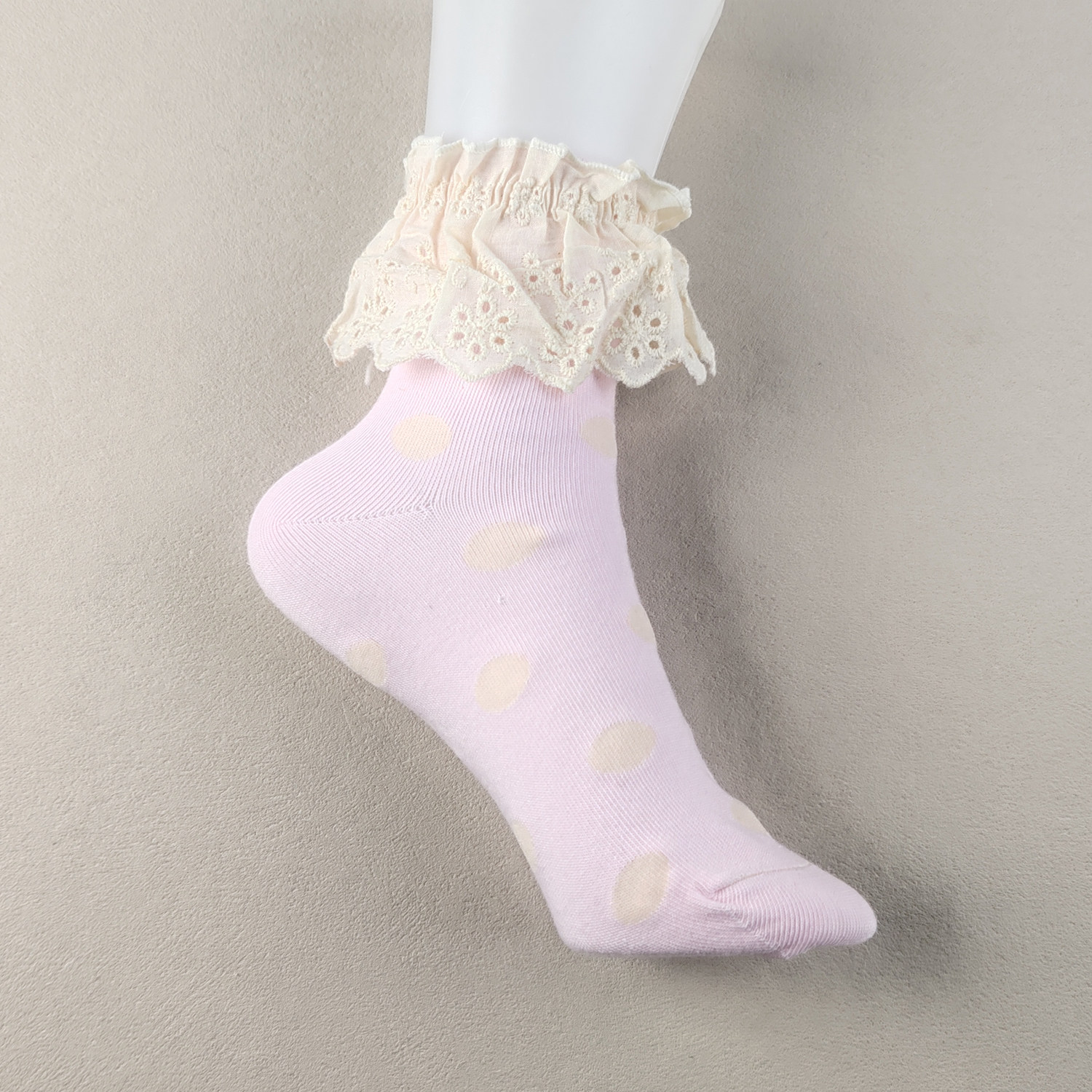 库存尾货粉色甜美风波点花边中筒袜纯棉吸汗可爱松口四季透气女袜,淘宝优惠券,粉丝福利购,淘宝优惠卷