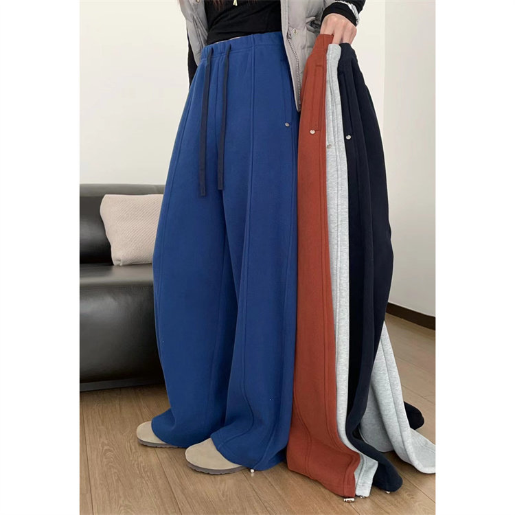 韩国东大门25冬装新款口袋金属圈定标韩版休闲弯刀加绒卫裤束脚裤,淘宝优惠券,粉丝福利购,淘宝优惠卷