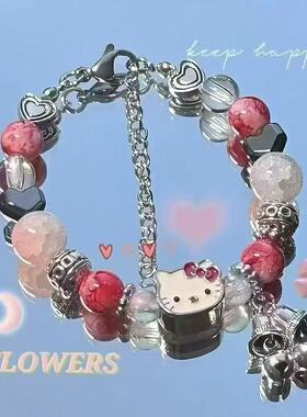 超划算12条装小众优雅精致百搭手环手饰可爱猫咪串珠弹力绳手链女