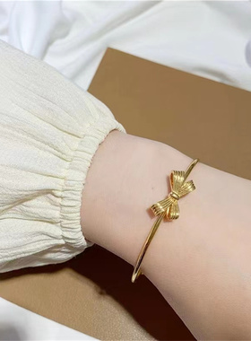 金店同款仿真金沙金蝴蝶结手镯在逃公主手链轻奢推拉镯子送女友