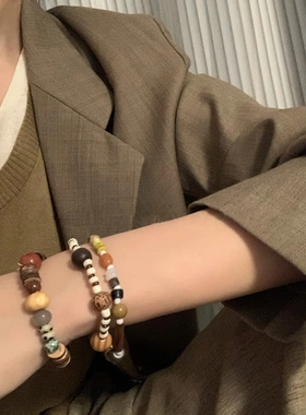 木珠玛瑙串珠手链不掉色女夏季手链小众高级感时尚百搭手饰女