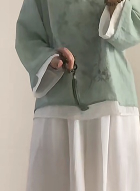 天然水草飘花玉髓手持新中式佛珠古国风墨绿色手串汉服装饰绕指柔