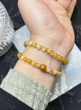 天然金发晶金虎眼黄虎眼手链女款双圈手串礼物送女友闺蜜生日礼物