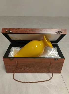 古法琉璃鸡油黄花瓶梅瓶纯手工摆件家居饰品装饰淄博博山源头产地