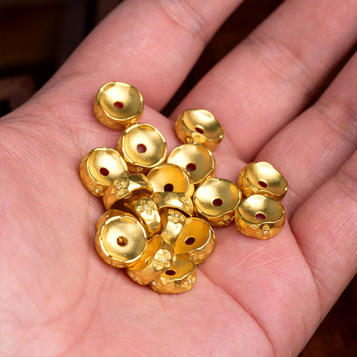古法黄金色金刚杵镶嵌隔珠隔片保色佛珠文玩手串配珠卡环diy配饰 - 图3