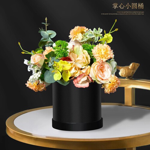 母亲节小花盒圆形迷你抱抱桶手捧花盒掌心小圆筒鲜花插花包装礼盒 - 图2