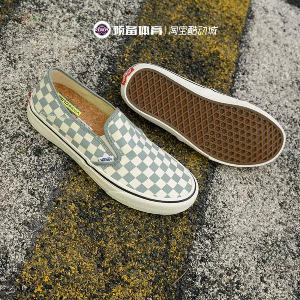 VANS范斯Slip-On VR3男女低帮棋盘格一脚蹬透气帆布鞋VN0A4BX8CG2 - 图1