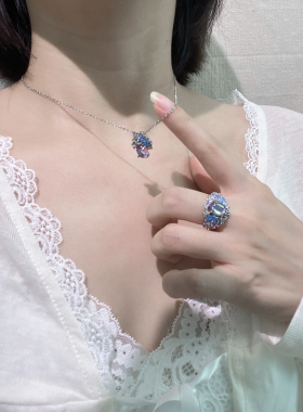 「紫藤花开」轻奢高级紫色项链女小众戒指设计感耳钉2025新爆款