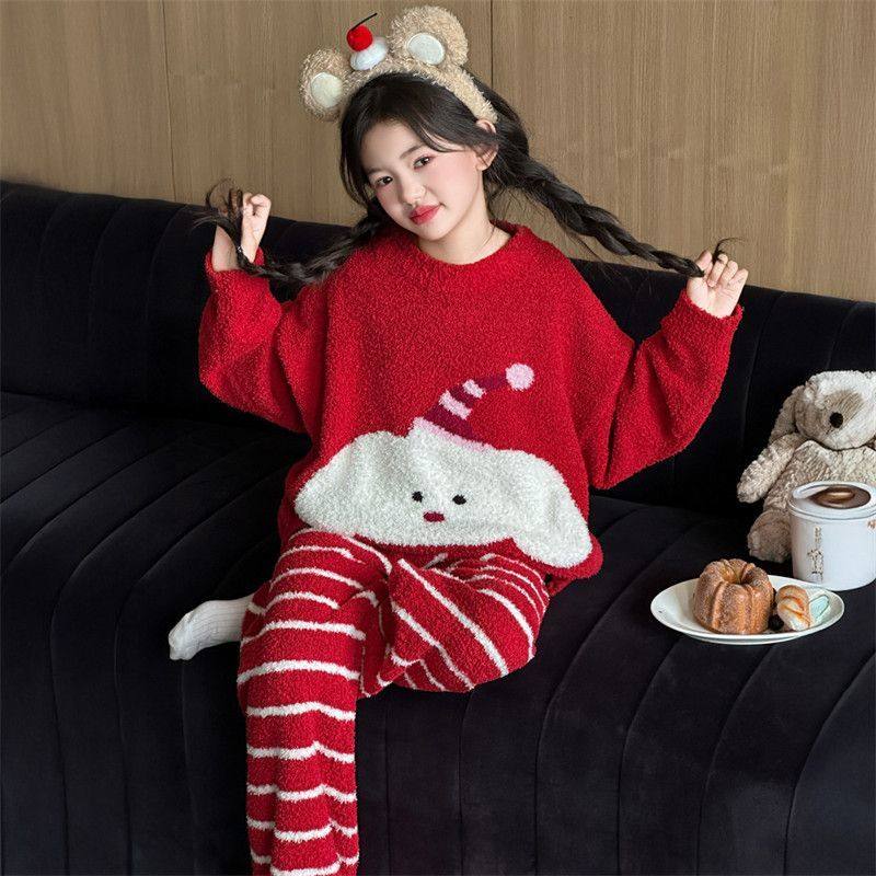 女大童半边绒暖儿童睡衣秋冬季新款冬季保暖家居两件套女大童睡衣,淘宝优惠券,粉丝福利购,淘宝优惠卷