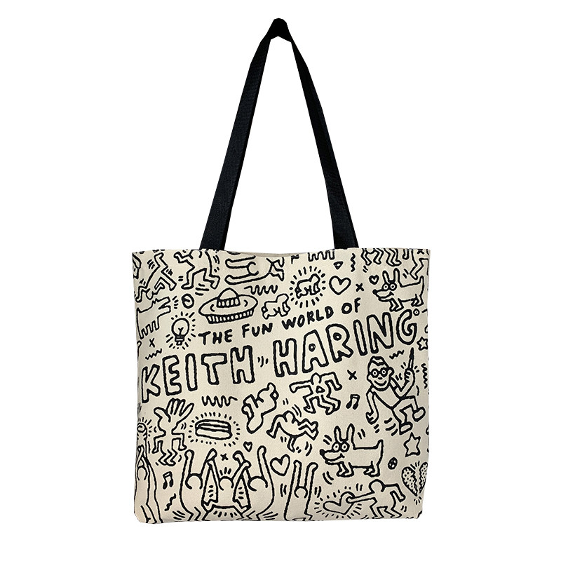 日系原创插画设计托特春夏帆布手提袋简约百搭文艺大容量单肩女包,淘宝优惠券,粉丝福利购,淘宝优惠卷