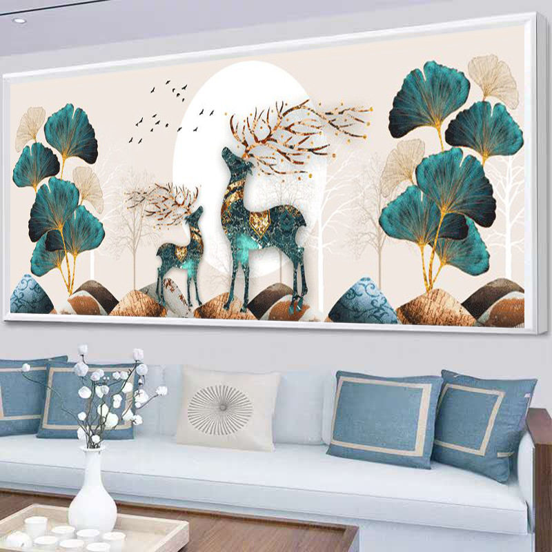 钻石绣2024年新款满钻欧式麋鹿客厅粘贴钻十字绣银杏叶5D砖石秀,淘宝优惠券,粉丝福利购,淘宝优惠卷