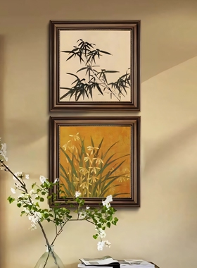 书房壁画新中式油画肌理画