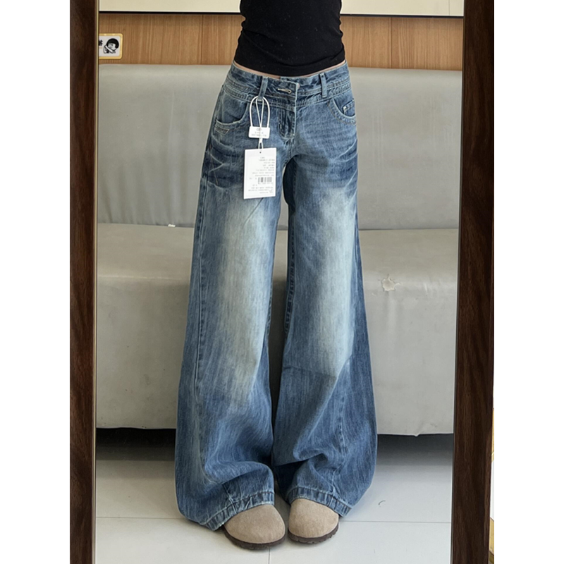 巨好看小个子不贴腿微喇叭牛仔裤女低腰梨形身材宽松显瘦阔腿长裤,淘宝优惠券,粉丝福利购,淘宝优惠卷