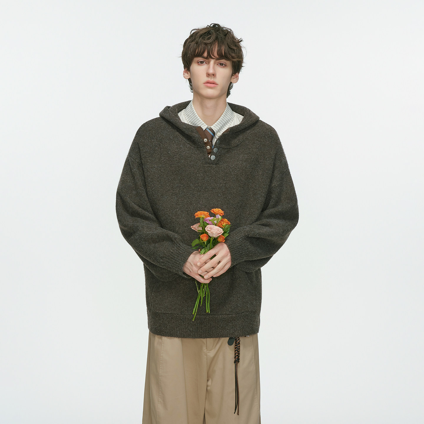 Dream made羊毛混纺老钱风连帽毛衣男秋冬季高级感慵懒针织衫外套,淘宝优惠券,粉丝福利购,淘宝优惠卷