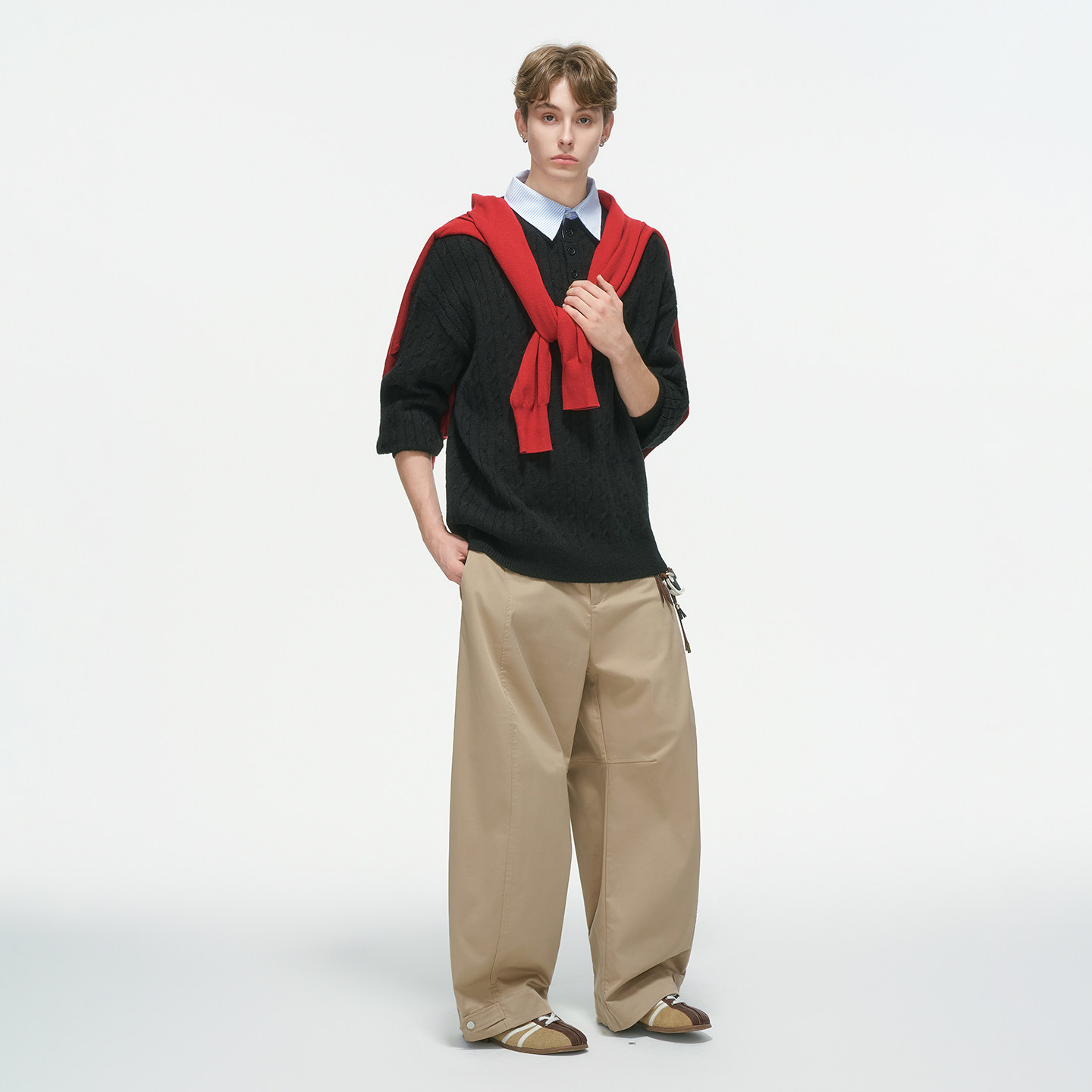 Dream made学院风假两件polo衫麻花毛衣男款秋冬季老钱针织衫上衣,淘宝优惠券,粉丝福利购,淘宝优惠卷