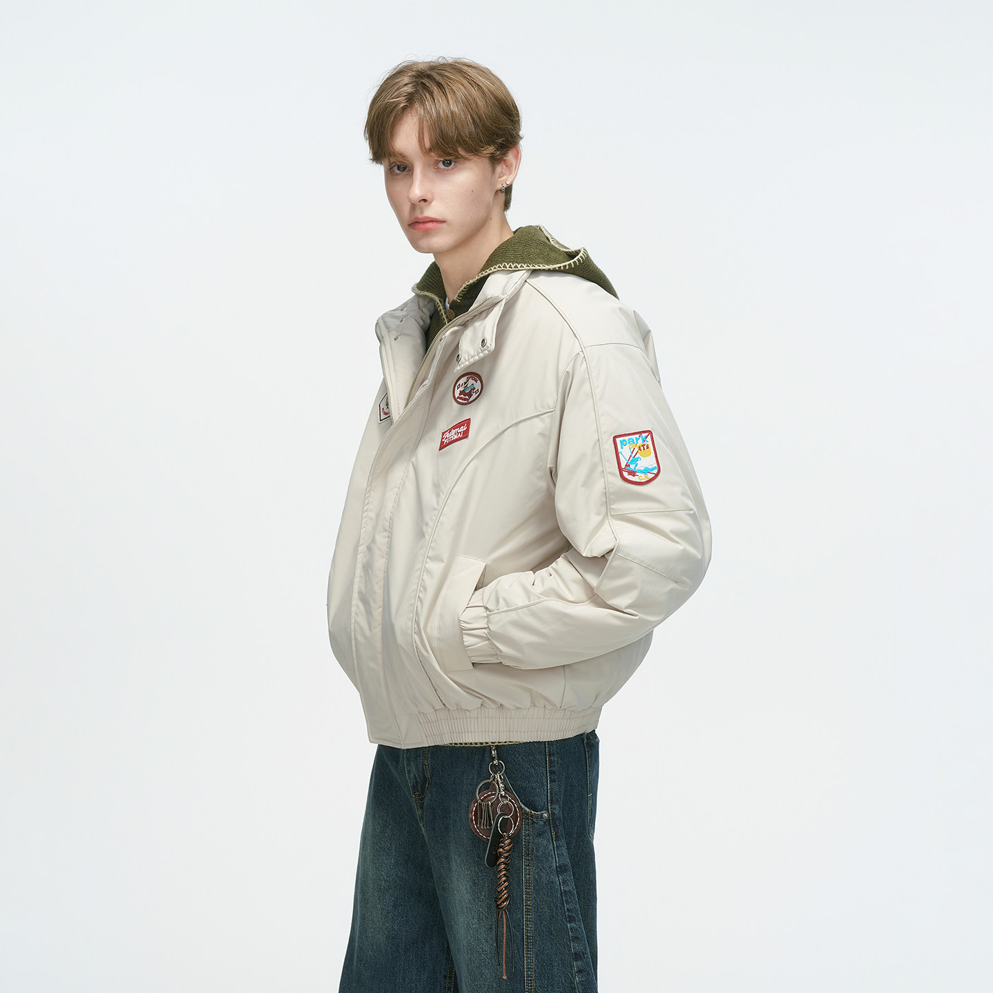 Dream made 美式解构赛车风短款棉服男冬季加厚飞行立领棉衣外套,淘宝优惠券,粉丝福利购,淘宝优惠卷